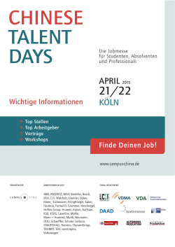 Jobseeker Info - CHINESE-TALENT-DAYS-2015