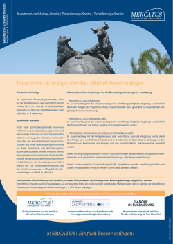 Investment- & Anlage-Service: Einfach besser anlegen. MERCATUS