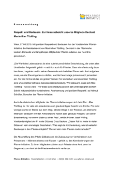 Zur Heiratsabsicht unseres Mitglieds Dechant - Pfarrer