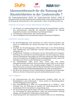 Ideenwettbewerb f&uuml; r die N&uuml;tz&uuml;ng der R&auml;