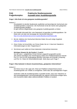 Auswahl Firma und Bewerbung - Fakultät für Informatik und
