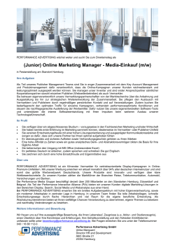 (Junior) Online Marketing Manager - Media