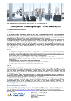 (Junior) Online Marketing Manager - Media