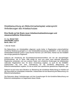 Direktbeleuchtung widerspricht dem Arbeitsschutz