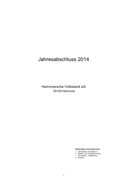 Jahresabschluss 2014 - Hannoversche Volksbank eG