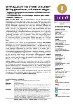 ECHO 2015: Andreas Bourani und Lindsey Stirling gemeinsam „Auf