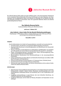 Eine Leiterin / ein Leiter f&uuml;r den Bereich Wechselausstellungen