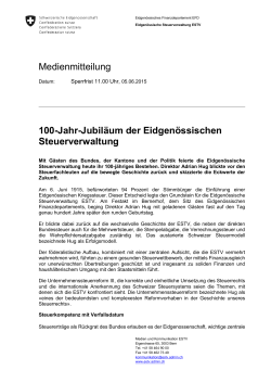 Medienmitteilung 100-Jahr-Jubiläum der Eidgenössischen