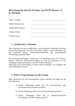 Bewerbungsbogen EX-IN Hessen e.V. für 2015