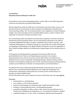 Ausschreibung Stipendium Kunstvermittlung der nGbK 2015 Das