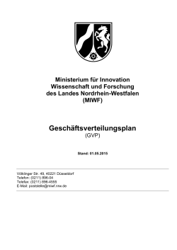 Geschäftsverteilungsplan - Ministerium für Innovation, Wissenschaft