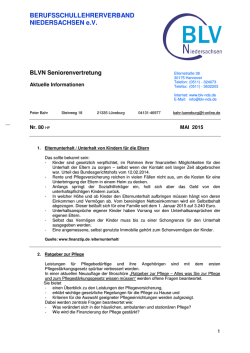 Informationen f&uuml;r unsere Senioren - Ausgabe Mai 2015
