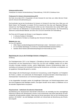 Hintergrundinformationen und Jurybegr&uuml;ndung