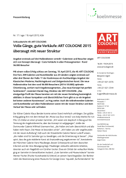 Volle Gänge, gute Verkäufe: ART COLOGNE 2015
