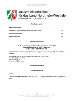 Justizministerialblatt für das Land Nordrhein-Westfalen - NRW