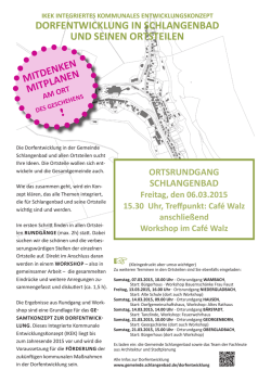 DORfENTWICKLuNG IN SCHLANGENBAD uND SEINEN
