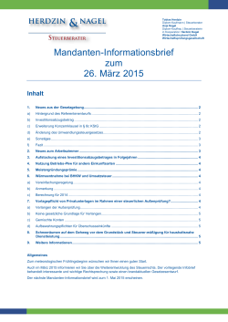 Mandanten-Informationsbrief - Steuerberatung Herdzin & Nagel