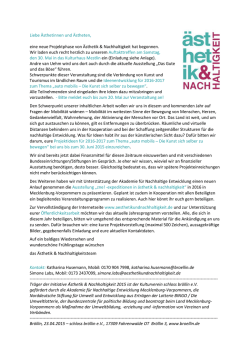 Liebe Ästhetinnen und Ästheten, eine neue