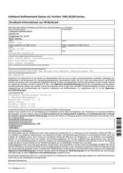 Fernabsatzinformationen - Volksbank Raiffeisenbank Dachau eG