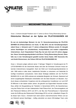 Historischer Wechsel an der Spitze der Pilatus