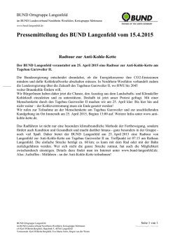Pressemitteilung vom 15.4.2015 zur Anti-Kohle-Kette