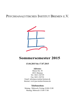 Sommersemester_2015 - Psychoanalytisches Institut Bremen eV