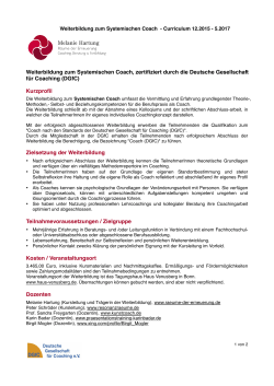 Weiterbildung Systemischer Coach DGfC Bonn, Curriculum 12.2015