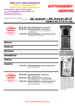 Gottesdienst- Ordnung - Pfarre Bad Tatzmannsdorf