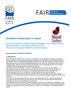 Erbeben-Hilfe Nepal - FAIR Handelshaus Bayern eG