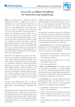 Kurz-Info zu MRSA für Patienten und Angehörige (deutsch)