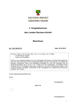 Beschluss 3 VK LSA 07/15 - Landesverwaltungsamt Sachsen