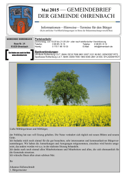 Mai 2015 &mdash; GEMEINDEBRIEF DER GEMEINDE OHRENBACH