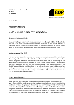 BDP BL – Medienmitteilung GV 2015 – lang