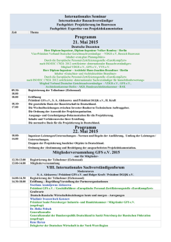 Programm 21. Mai 2015 Programm 22. Mai 2015
