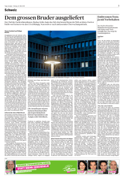 Artikel im "Tagesanzeiger" (16.3.2015)