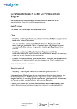 Berufsausbildungen in der Universitätsklinik Balgrist