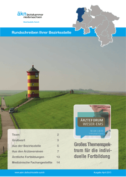 Bezirksstellen-Rundschreiben Aurich, April 2015