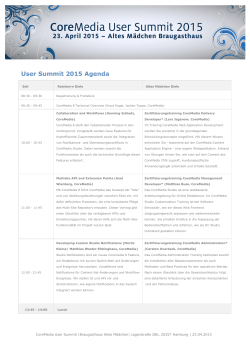 User Summit 2015 Agenda