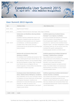 User Summit 2015 Agenda