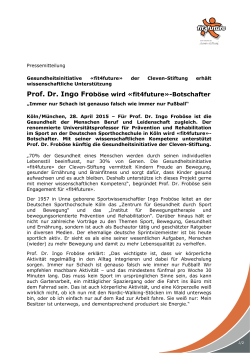 Prof. Dr. Ingo Froböse wird «fit4future»