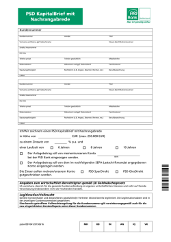 PSD KapitalBrief mit Nachrangabrede - PSD Bank Westfalen