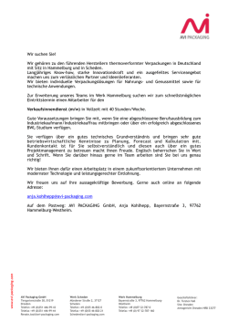 Wir suchen Sie! Wir gehören zu den führenden Herstellern