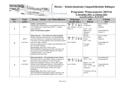 Hector &ndash; Kinderakademie L&auml;ngenfeldschule Balingen Programm