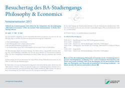 Besuchertage BA - Philosophy & Economics