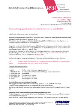 Einladung - Bezirksschwimmverband Hannover e.V.