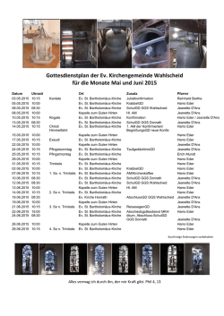 Gottesdienstplan - Evangelischen Kirchengemeinde Wahlscheid