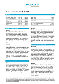 Börsen-Newsletter vom 11. Mai 2015