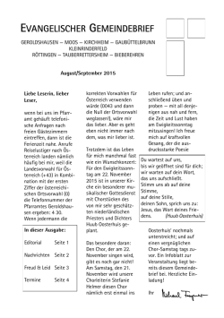 Unser Gemeindebrief - Die Evangelisch