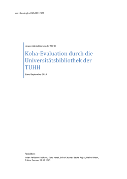 Koha-Evaluation durch die Universitätsbibliothek der TUHH