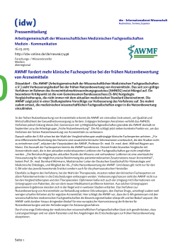 AWMF fordert mehr klinische Fachexpertise bei der frühen